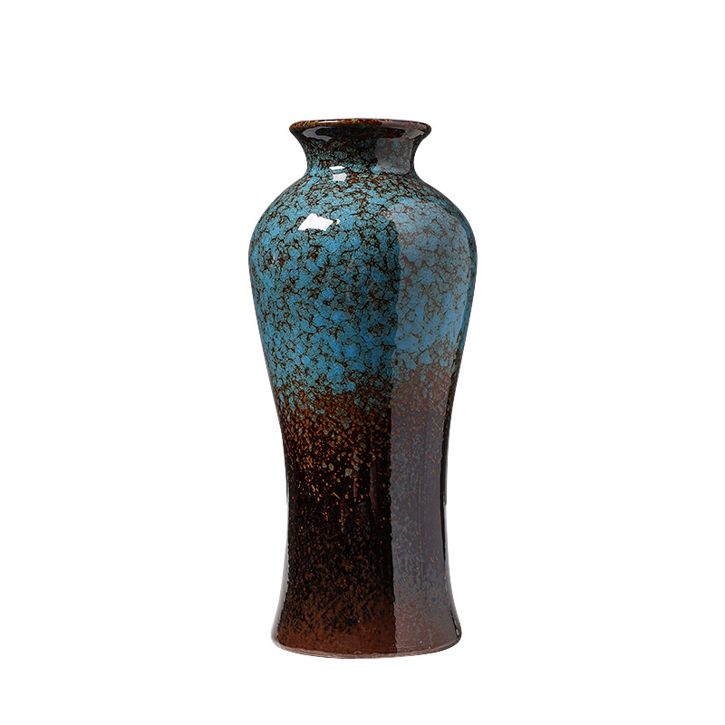 2025 European retro rough earthenware vase, a light luxury and high-end hotel and home dining table flower arrangement, Wabi-sabi style ceramic hydroponic flower vase Item Picture