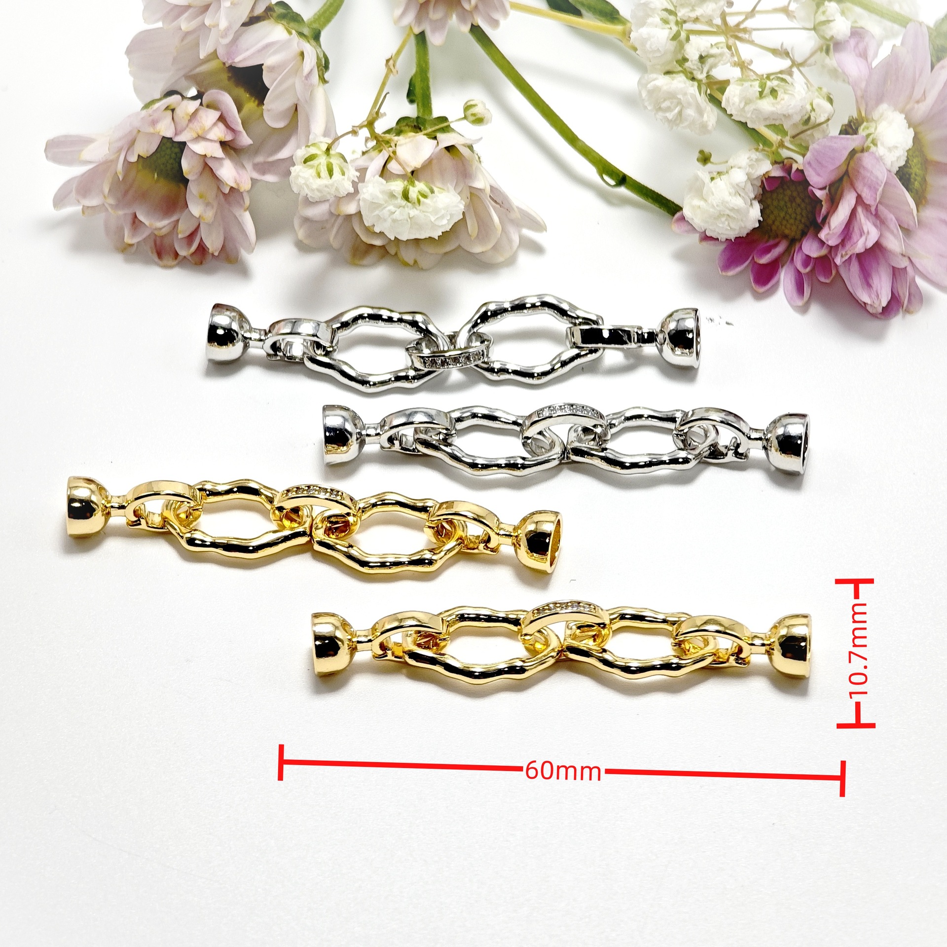 Pearl necklace buckle, double circle geometric buckle, hand-finished connecting buckle, mother-and-child buckle, sweater chain buckle, diy jewelry accessories Specification image