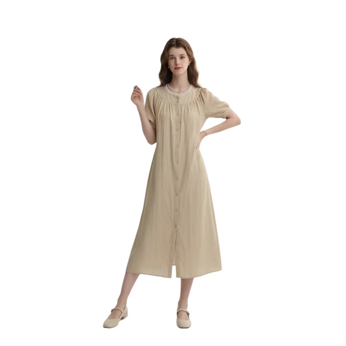 连衣裙/裙子/国风服装/女装/大码女装连衣裙白底实物图