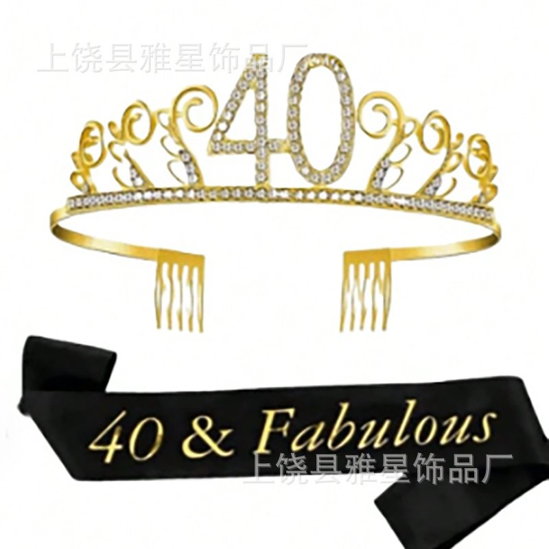 A popular online baked cake decoration with crown alloy rhinestone, suitable for people aged 30, 40 and 60 Specification image