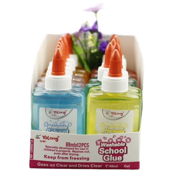 雅隆跨境办公学习用可水洗高透优质彩色胶水液体胶儿童可用白底实物图