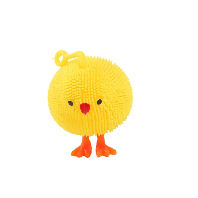 Wholesale of cute little chicken with feet (all yellow) carrying rope and shiny furry ball toys from the manufacturer Item Picture