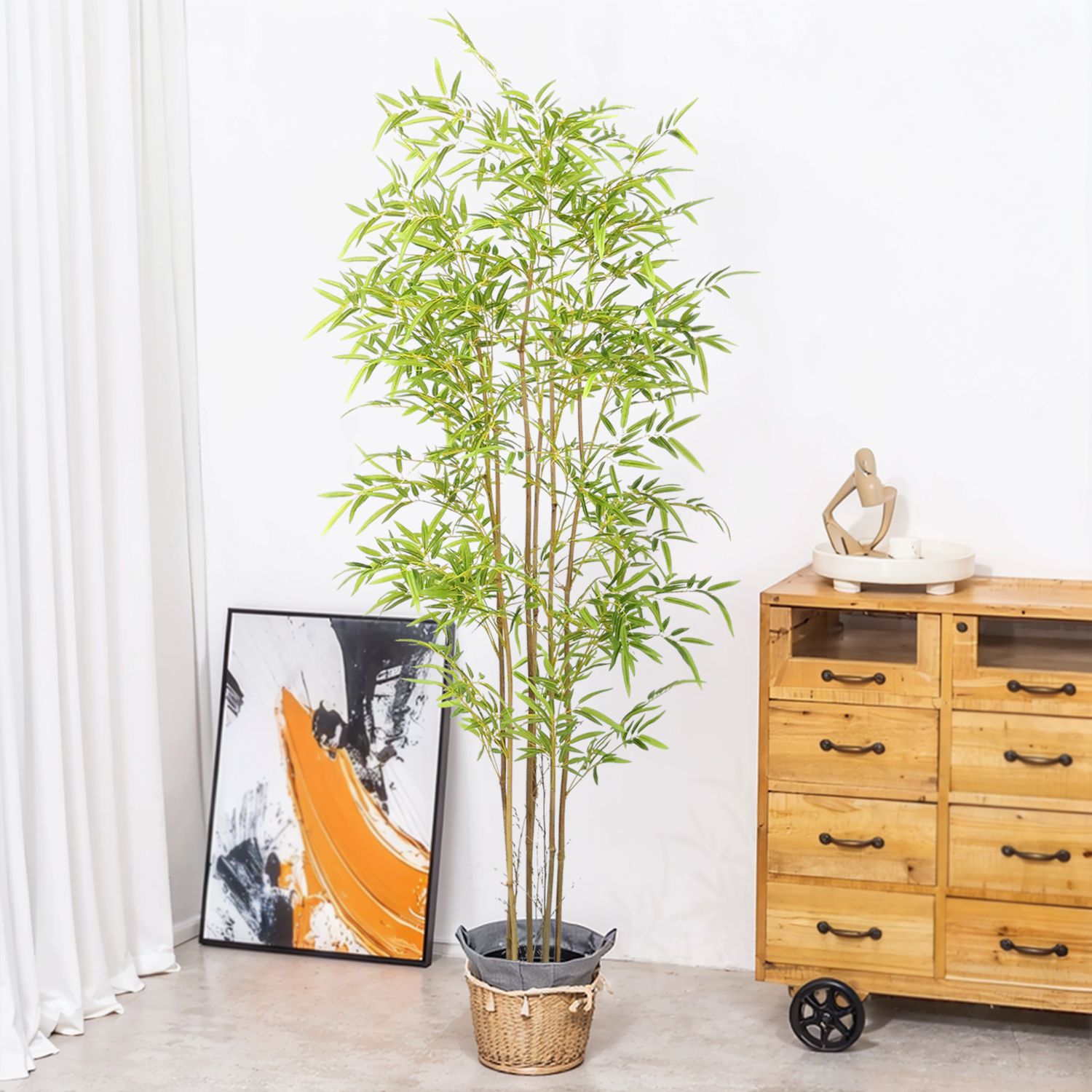 Customized wholesale of large-scale artificial plant bamboo potted plants for indoor floor-standing decoration, such as lucky bamboo and artificial green plant landscaping