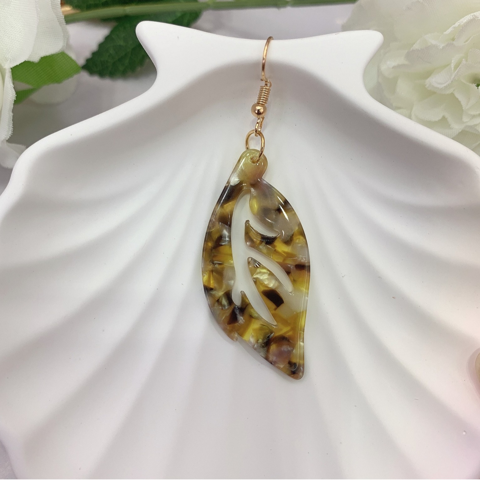 气质耳饰醋酸树叶配件简约夸张耳环组合套装亚马逊跨境耳饰批发。