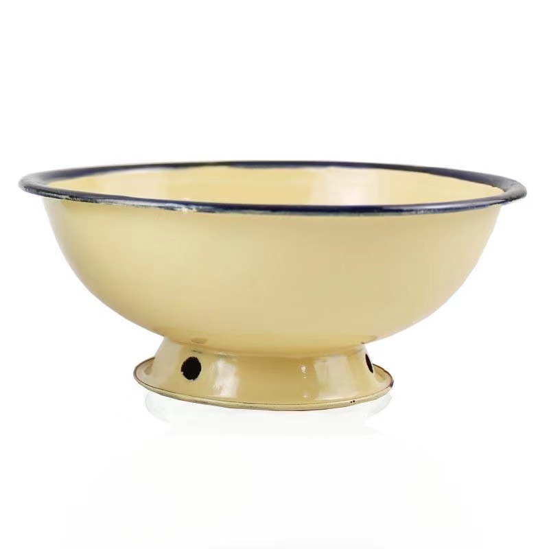 Enamel bowl 10-20cm, household rice bowl, restaurant yellow rice bowl, instant noodle bowl, ice flower bowl, children's bowl, nostalgic style Specification image