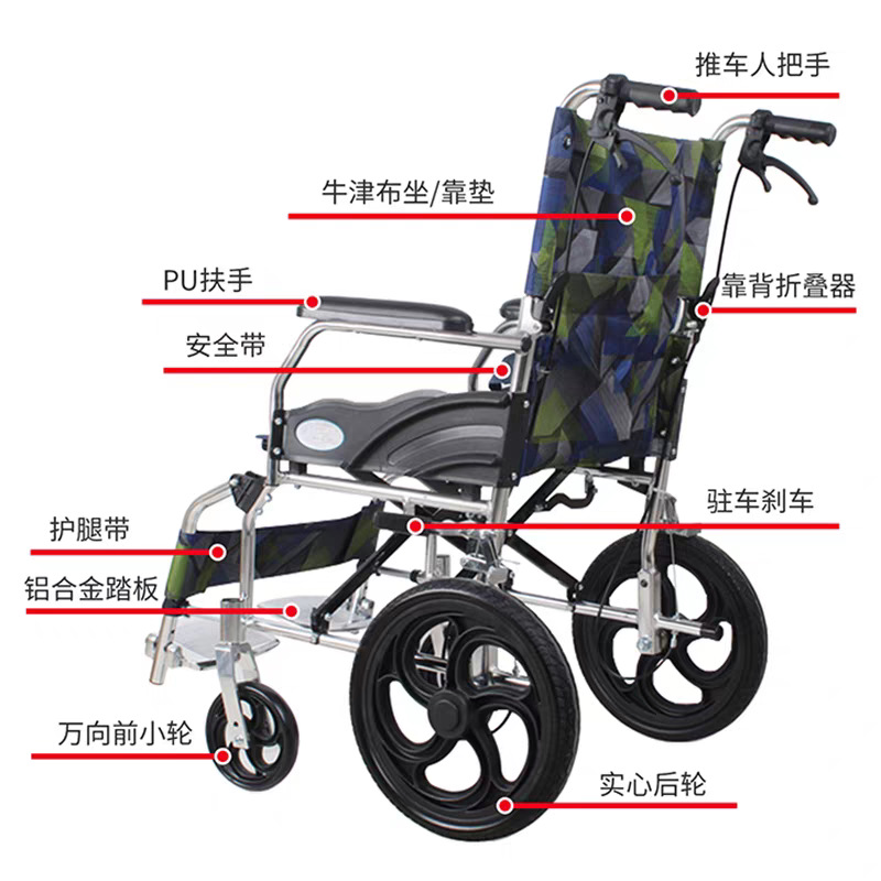 佛山铝合金轮椅车老人专用折叠轻便座椅带便盆适老化护理轮椅定制细节图