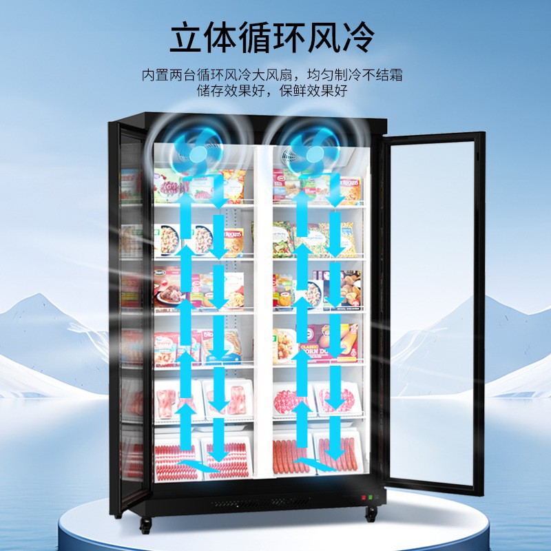 Commercial beverage and beer cold storage display cabinets, vertical fresh-keeping cabinets for vegetables and fruits, double-door and triple-door refrigerators for convenience stores details Picture