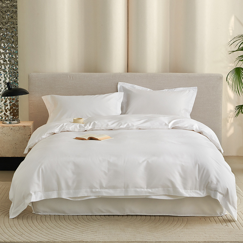 Hotel supplies, linen four-piece sets, pure cotton brocade, hotel bedding, homestay white quilt covers, bed sheets and pillowcases wholesale