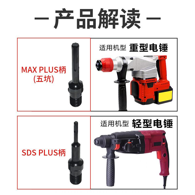 American UNC water drill head connection rod hand electric drill tool accessories extension rod SDS-PLUS MAX handle extension rod Application Scenario