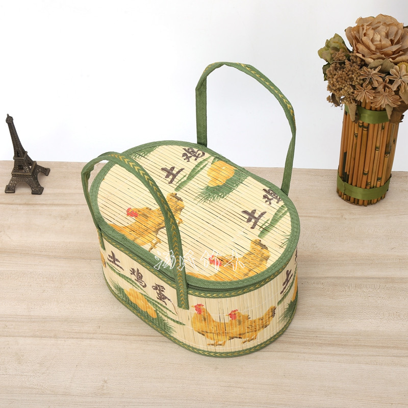 Direct sales from the manufacturer of free-range chicken, Cordyceps and eggs. Bamboo baskets, green shells, oval bamboo products, selenium-rich bamboo woven products, hand-held Zhoujiu velvet details Picture
