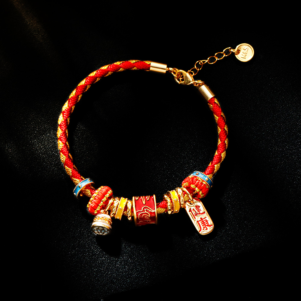 Hyacinth original design Peace hand-woven red rope bracelet, Douyin hit health pendant jewelry, 2025 new trend