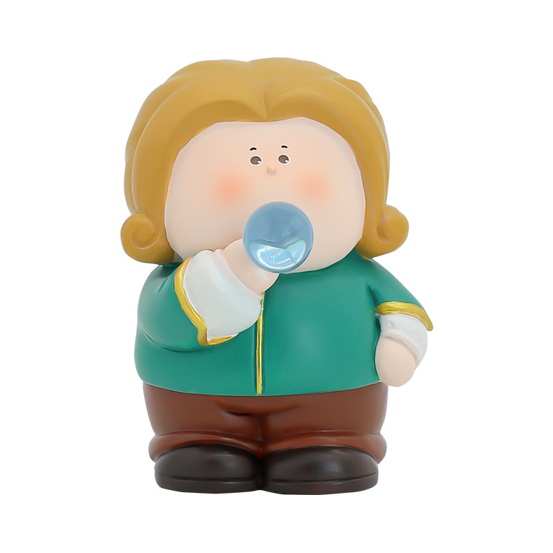 月半艺术家二代盲盒公仔桌面装饰树脂摆件复古名人名画手办送礼物白底实物图