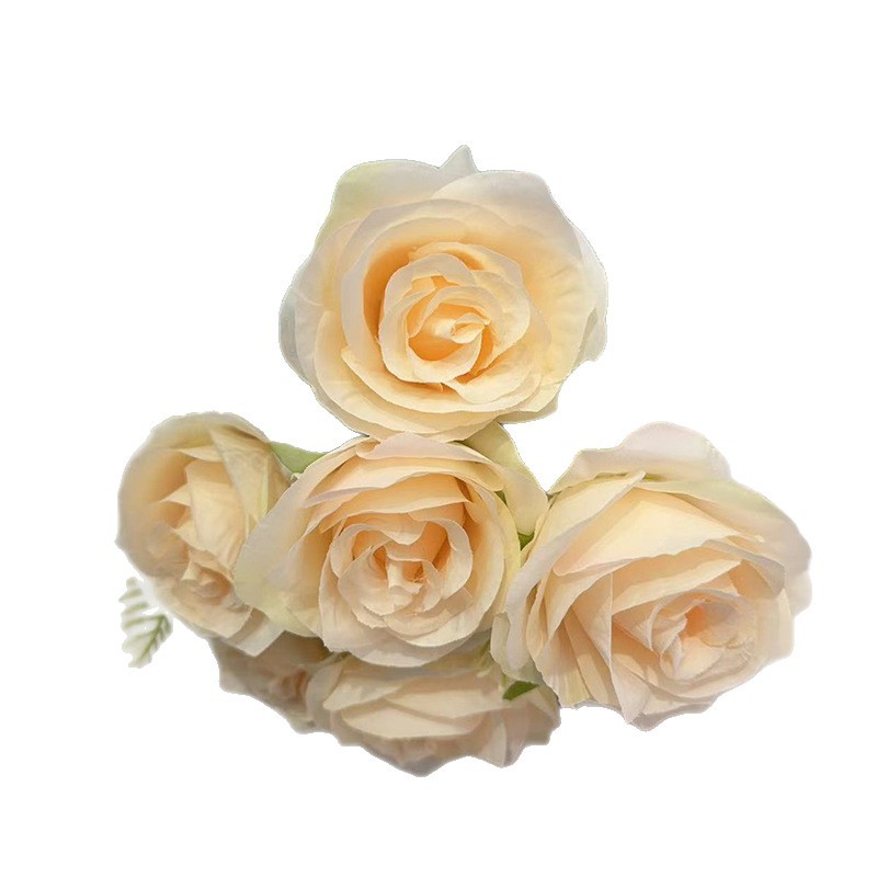 4公分玫瑰花头/玫瑰/花杆/竹木/电镀玫瑰花白底实物图