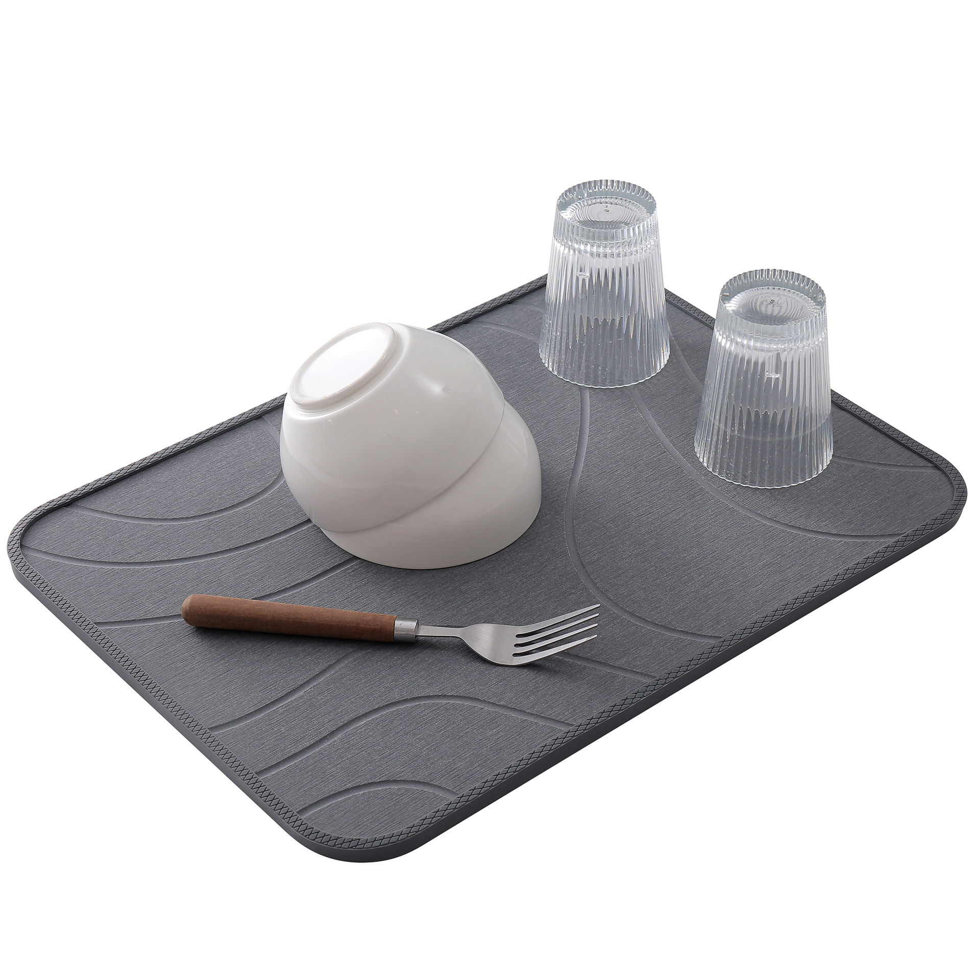 Cross-border new silicone case combined with diatomite absorbent board, kitchen draining and drying pad, countertop coffee pad, anti-slip Item Picture