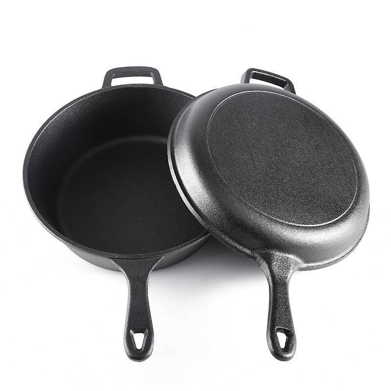 Cast iron dual-purpose pot, flat steak frying pot, household soup pot, uncoated stew pot, thickened old-fashioned cast iron pot Specification image