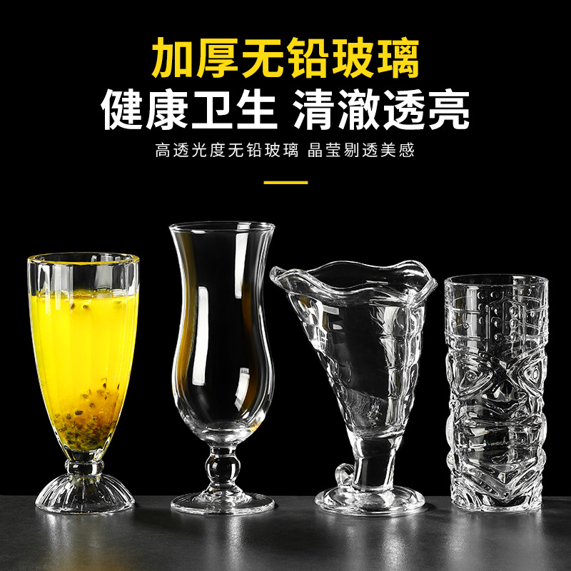 Large-capacity glass cups, juice cups, high-end bar drinking cups, milk tea cups, creative mojito cocktail cups Application Scenario