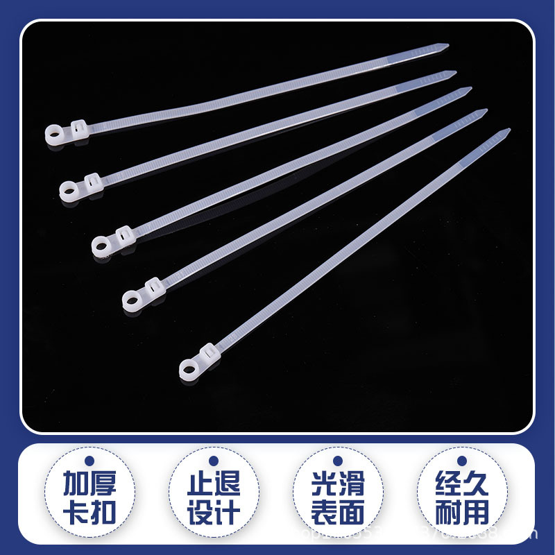 100 pieces of fixed-head white plastic cable ties, firm, durable and anti-slip binding straps Specification image