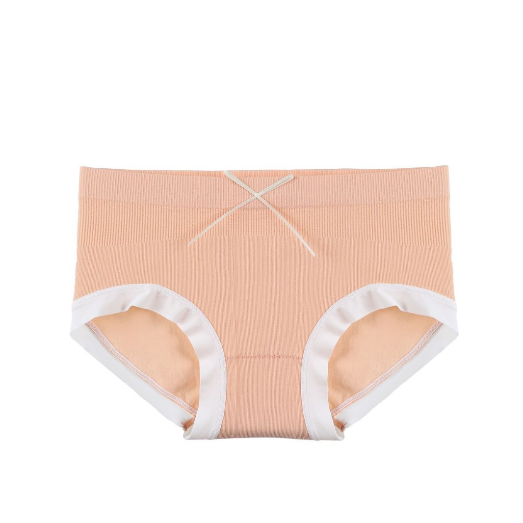 Seamless nude-feel Japanese-style soft and soft girl's pure cotton crotch comfort underwear, mid-waist seamless, high-elasticity breathable, large-sized triangular pants Item Picture