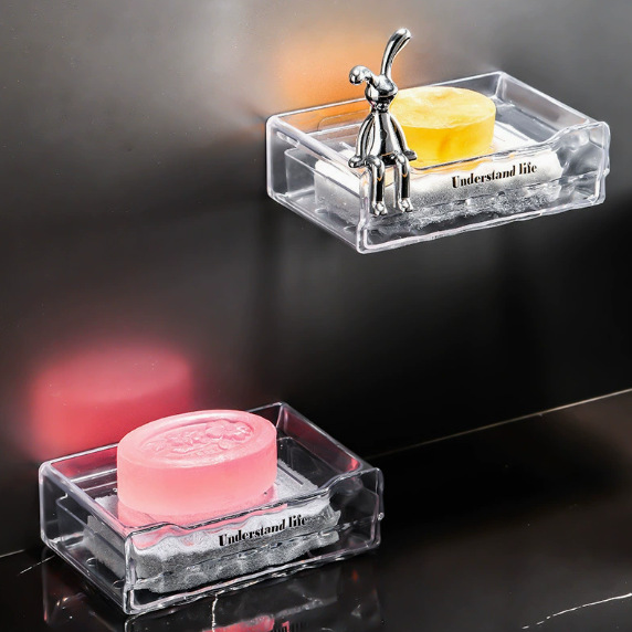 冰川纹挂壁式带抽屉肥皂盒免打孔壁挂式双层洗衣皂盒家用香皂盒