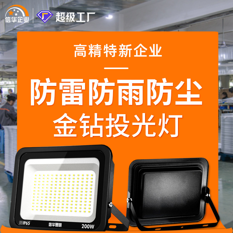 方形超薄户外射灯照明防水挂壁式泛光灯车间仓库工厂led投光灯
