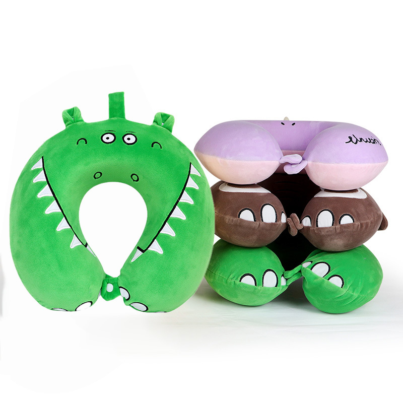 Customized cartoon memory foam U-shaped pillows with embroidered animal designs, travel memory pillows, neck protectors and nap pillows, wholesale from the manufacturer details Picture
