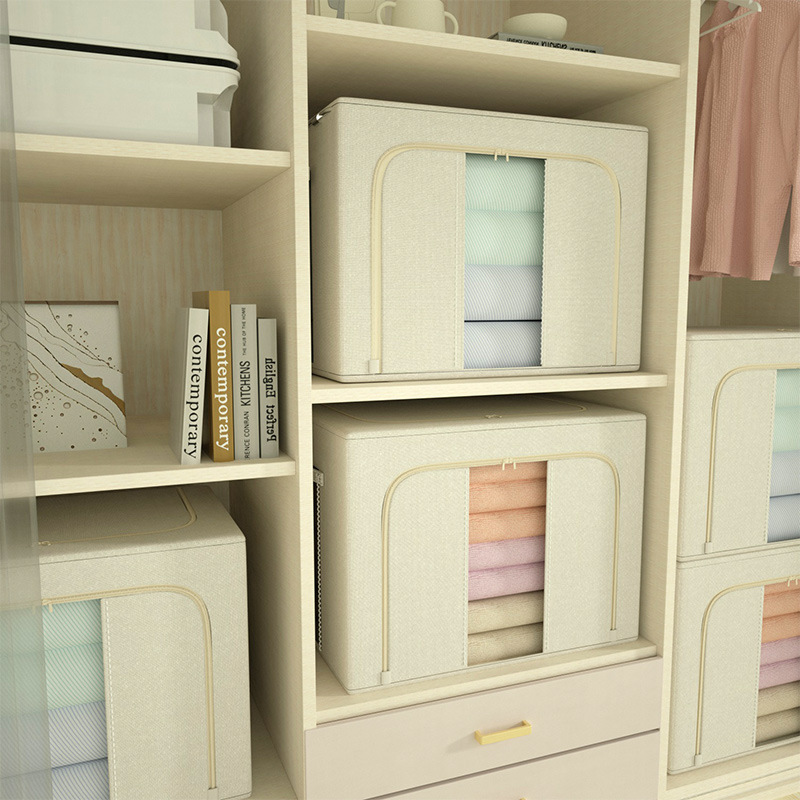 Bedroom storage box, Tianshan cotton and linen folding and transparent storage box, toys, sweaters, fabric clothes, wardrobe, and organizing box