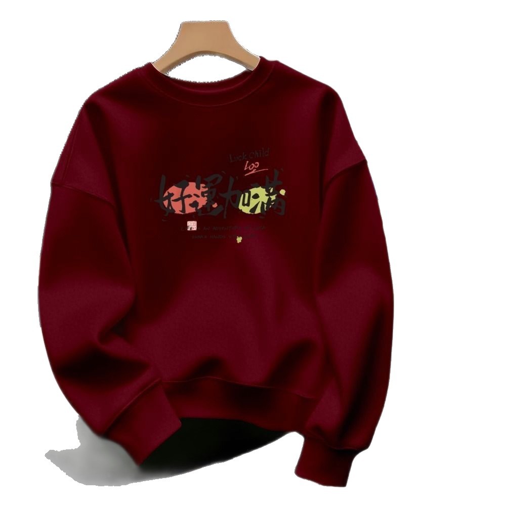 A highly anticipated cashmere pullover hoodie for men, a loose and versatile Chinese cotton top, and a thickened fleece base layer for teenagers Item Picture