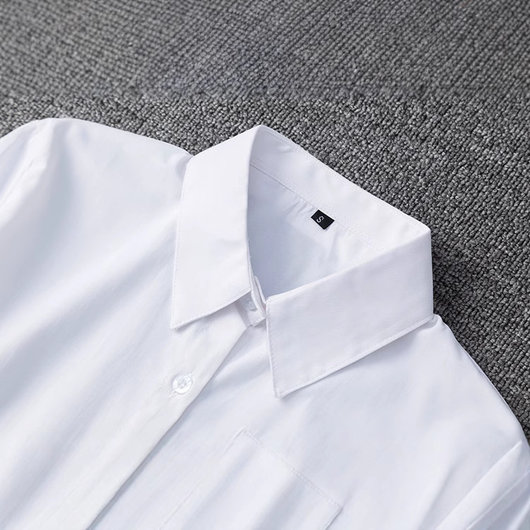 Zhuobei Clothing Japanese JK uniform, long-sleeved white shirt, Japanese-style school uniform, long-sleeved pointed collar, square collar, corner opening not transparent Specification image