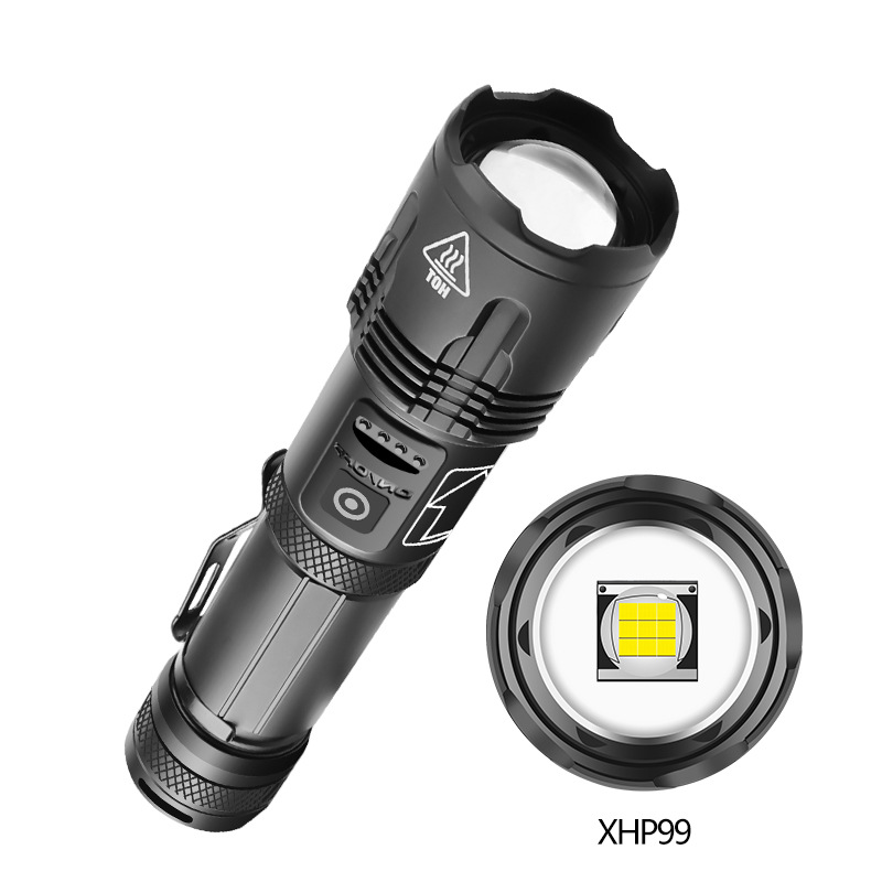 New XHP99 high-intensity flashlight with 5 charging modes and pen clip attack head XHP70 high-intensity tactical flashlight details Picture
