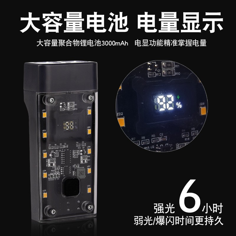 2025 New TYPE-C charging transparent cycling equipment, night riding light, powerful bicycle light, outdoor mountain bike front Specification image