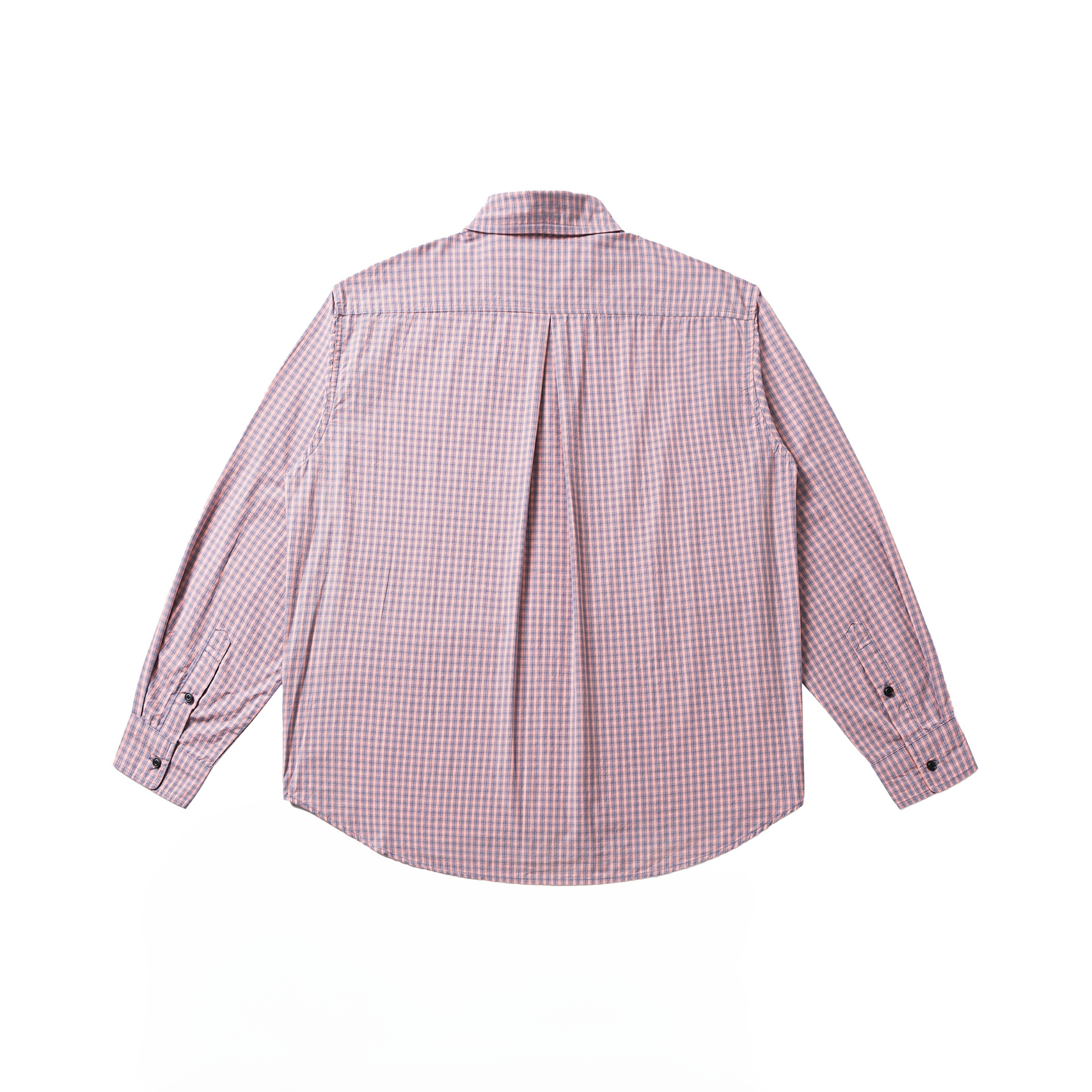 日系春秋复古细格子质感长袖衬衫男女宽松休闲百搭格纹衬衣产品图