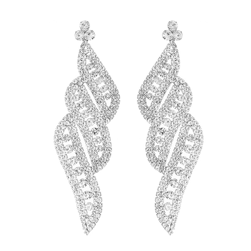European and American cross-border exaggerated rhinestone long earrings for women, luxurious and elegant. Wholesale of diamond-encrusted earrings from the manufacturer Item Picture
