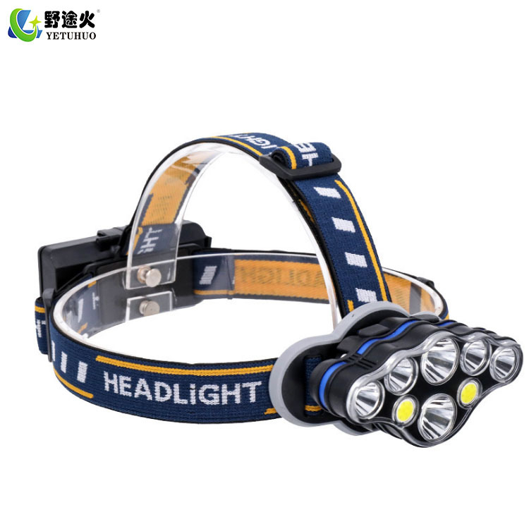 Cross-Border 8Led Headlamp T6cob Long-Range Head-Mounted Usb Charging Outdoor Strong Light Floodlight Red Outdoor Headlamp Application Scenario