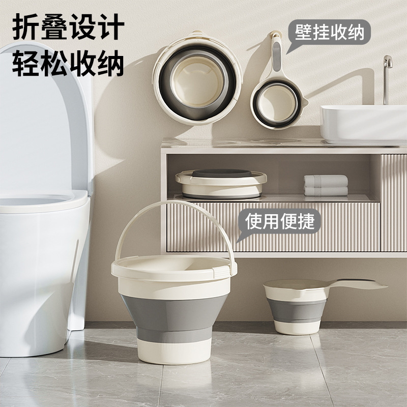 折叠水勺折叠水桶家用便携可折叠悬挂儿童沐浴水勺水桶套装详情图2