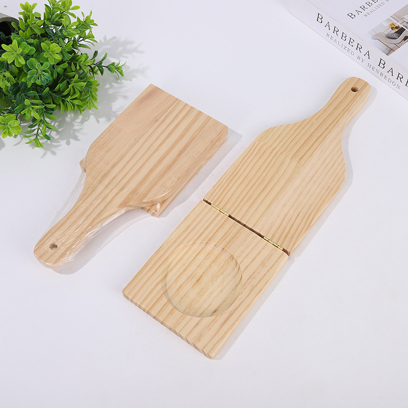 Wooden pancake press, childhood memories, Qingming fruit press, household dumpling mold, dough rolling tool, wooden pancake press board details Picture