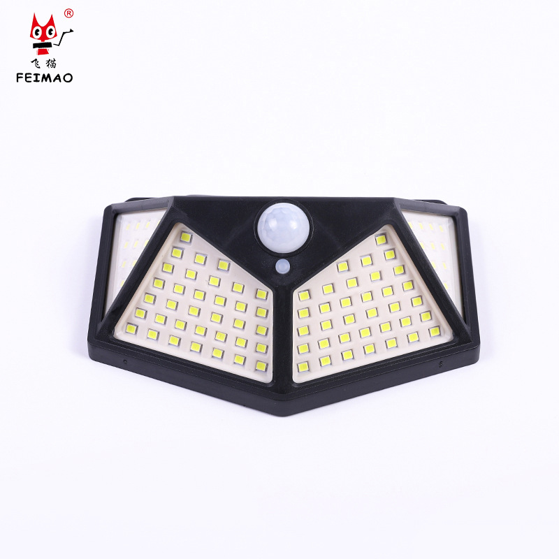 热销新品太阳能壁灯防水四面 100LED人体感应户外庭院灯路灯