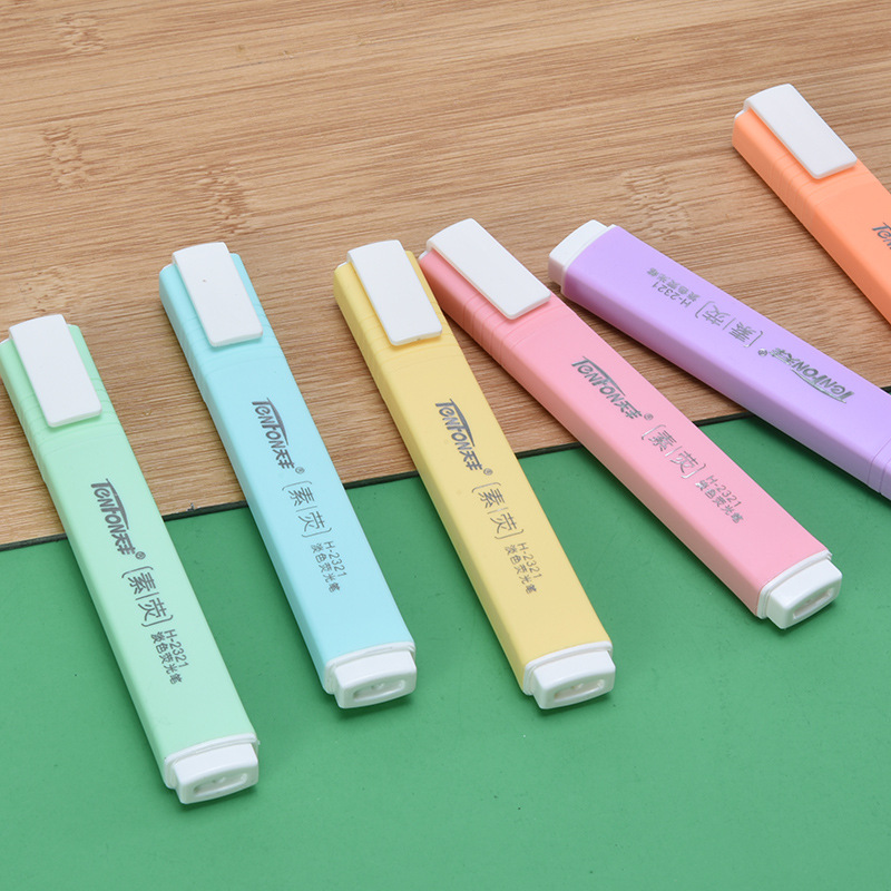 Tianfeng Flat Light Color Highlighter 2321 Plain Color Highlighter wholesale 6 pieces per bag, factory direct supply Specification drawing