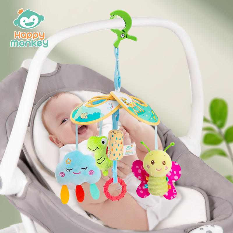 Happy monkey Baby Stroller Hanging Piece Hanging Umbrella Newborn Bed Bell Bed Hanging Wind chime Baby Soothing Toy