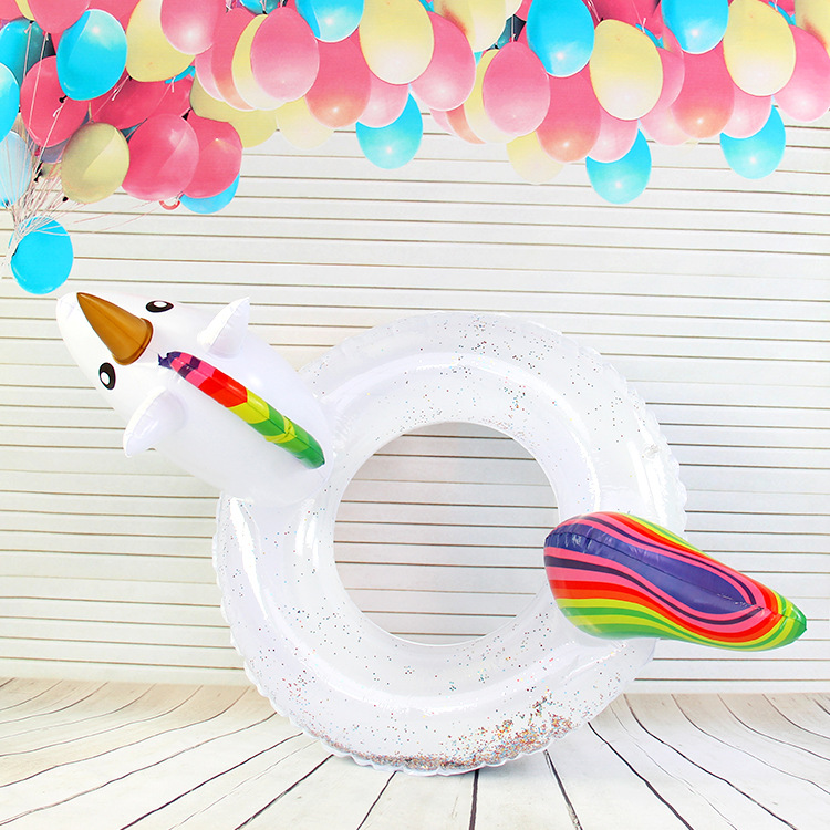 Inflatable unicorn swimming rings, PVC unicorn swimming rings, adult rainbow horse animal rings for foreign trade Specification image