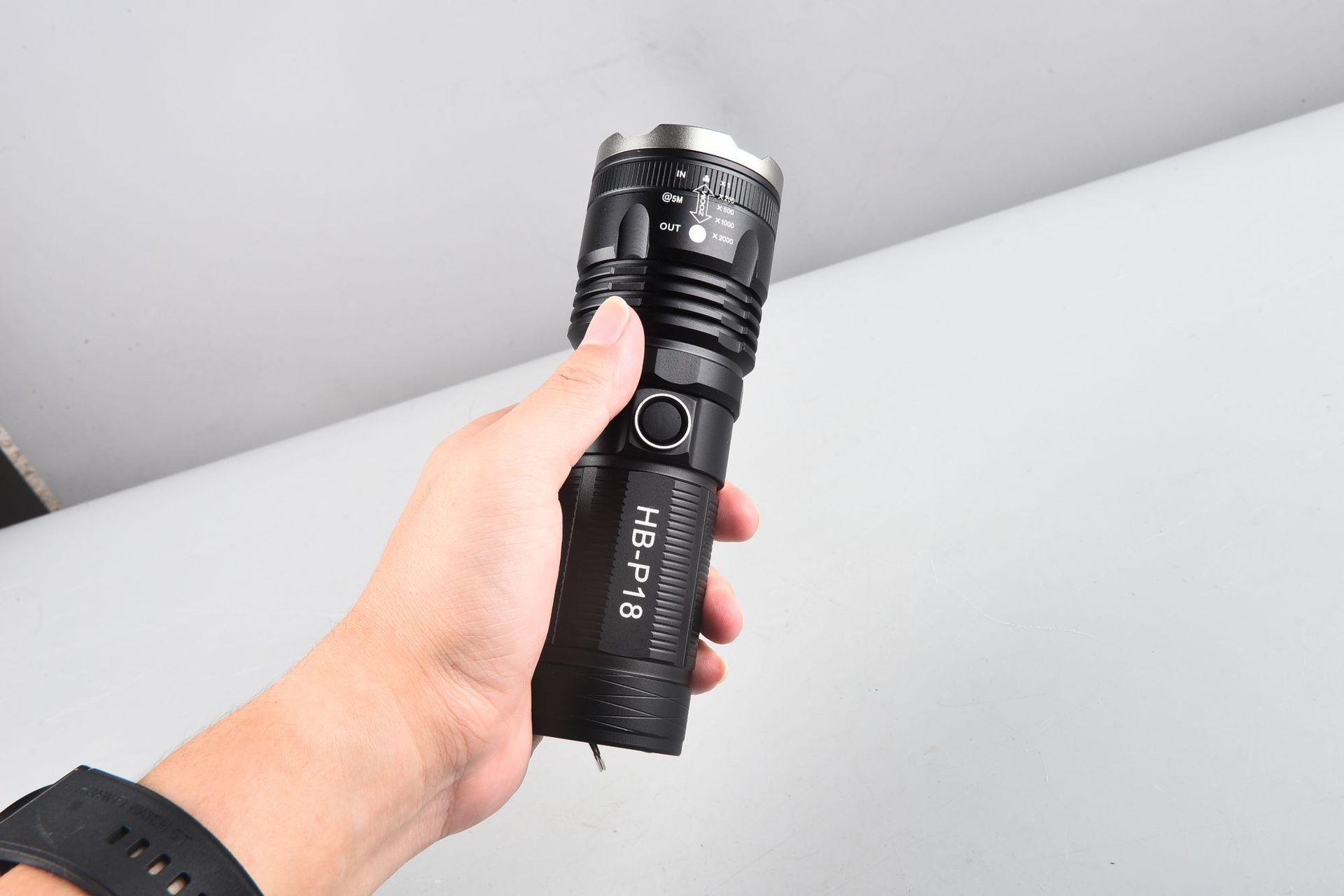 New cross-border white laser high-power long-range aluminum alloy flashlight, USB charging LED telescopic zoom flashlight details Picture