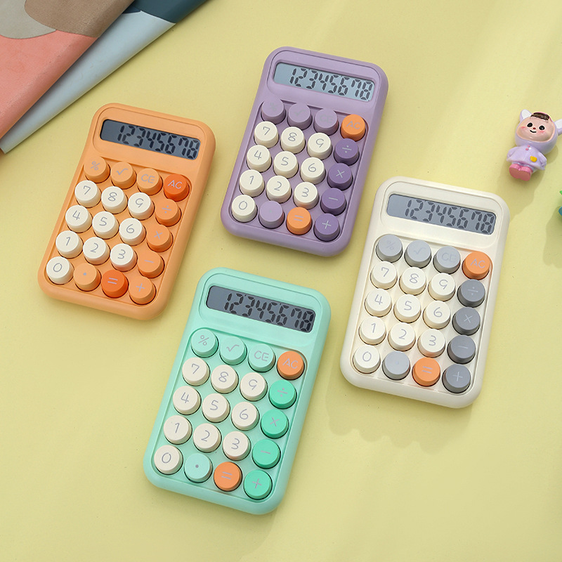 RZ-863机械按键计算器学生用多巴胺色系计算器八位办公算数计算机