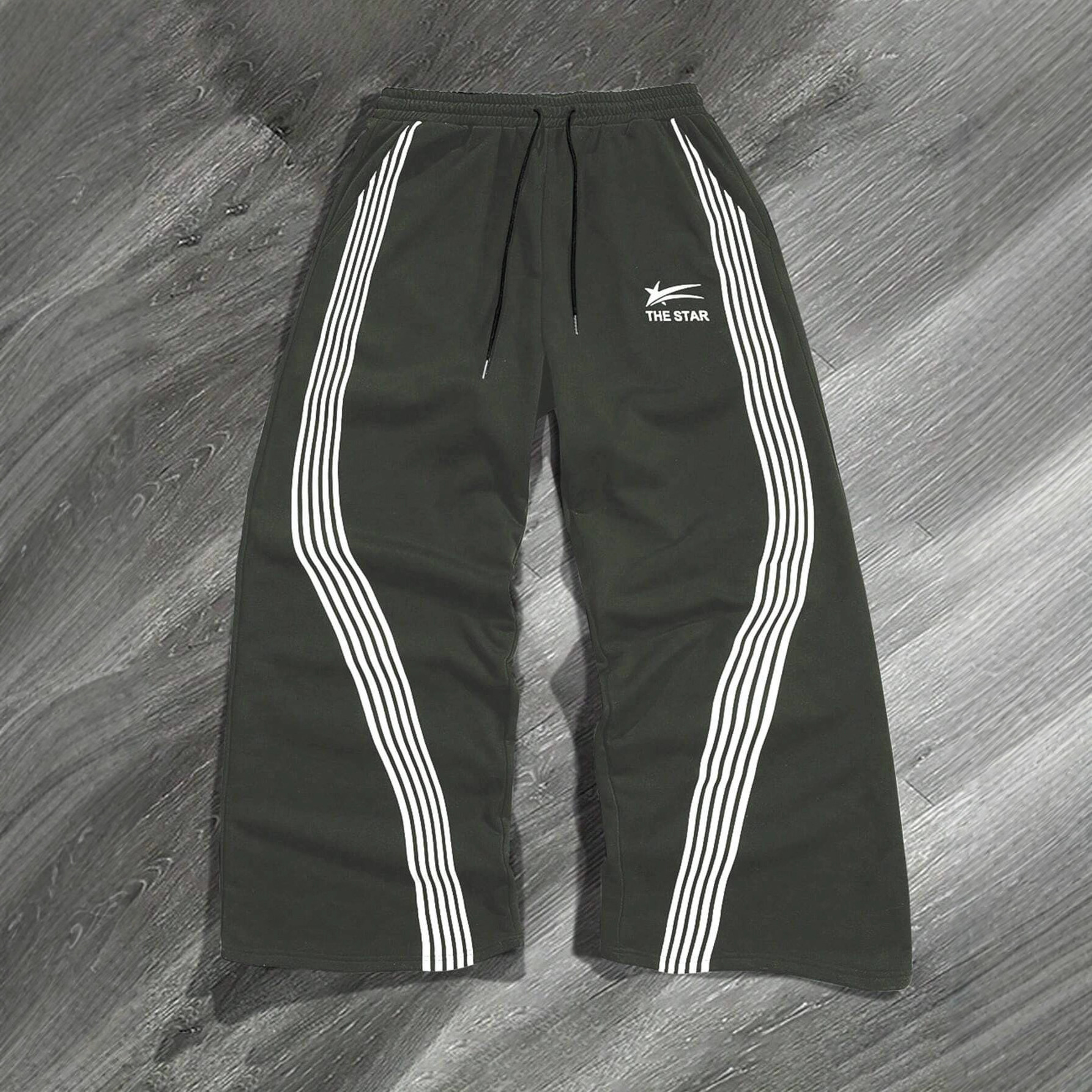Striped printed sport sweatpants, autumn casual men's street fashion versatile wide-leg trousers