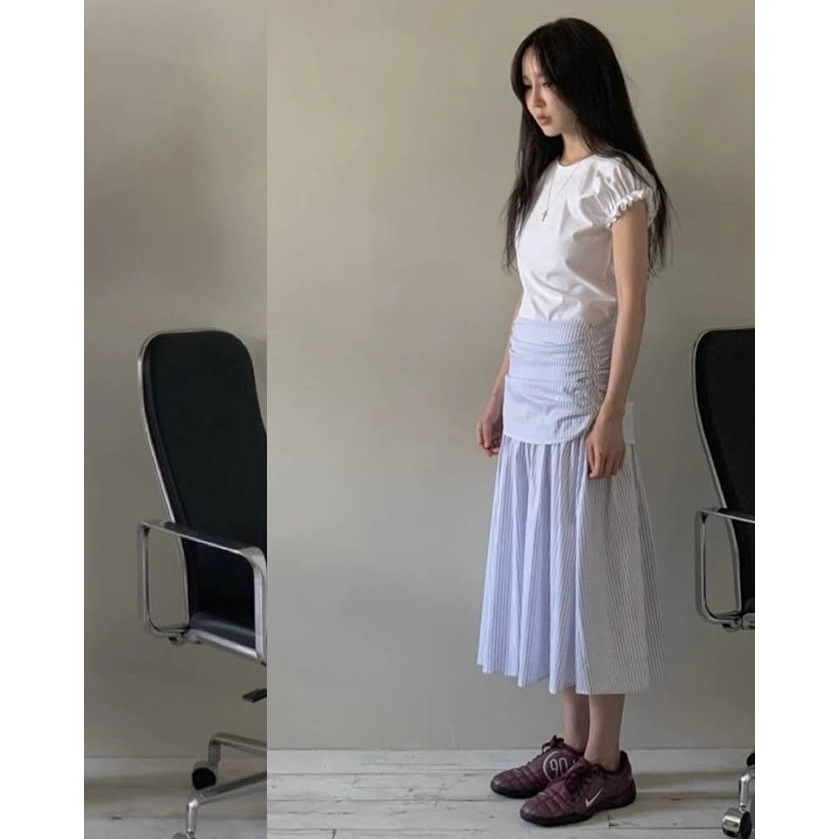 Now, the 2026 summer new style of Korean designer smo*thmood pleated striped skirt with a layered effect Item Picture