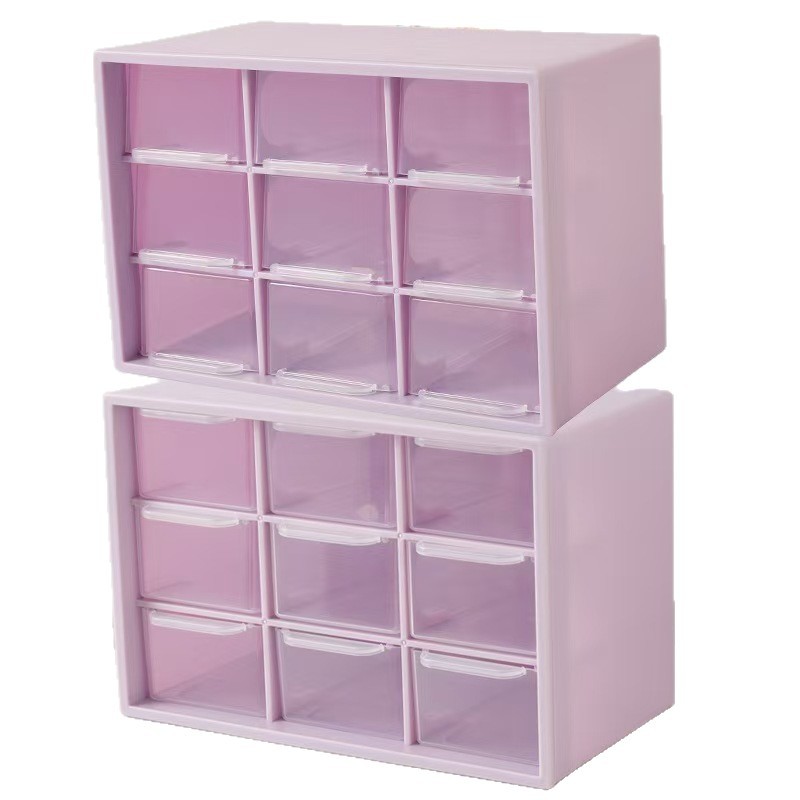 Nine-grid storage box, Guka sticker box, desktop drawer, cute desk, women's jewelry cabinet, small organizing storage rack Item Picture