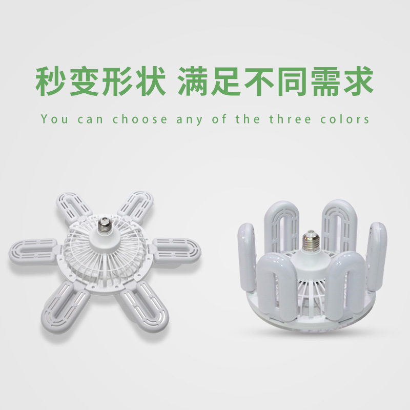U型6叶灯LED折叠叶子灯E27螺口飞碟灯宽压遥控调光风扇灯可调光产品图