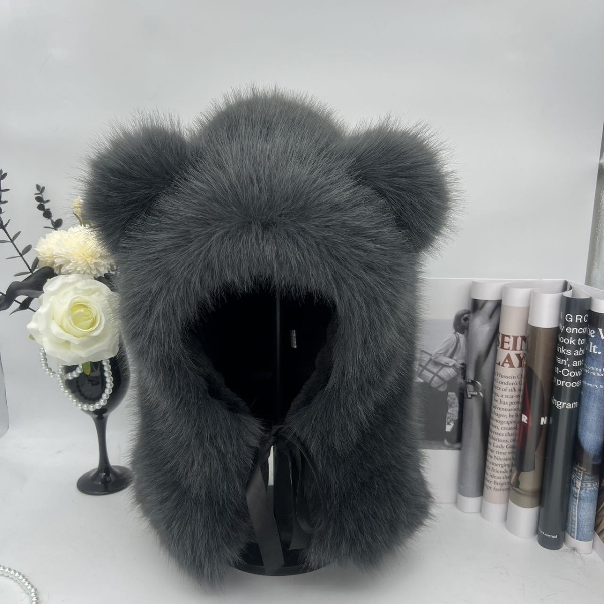 Little bear plush hat for women, thickened, warm and ear-protecting, cute fox fur Lei Feng hat to make the face look smaller in autumn and winter Application Scenario