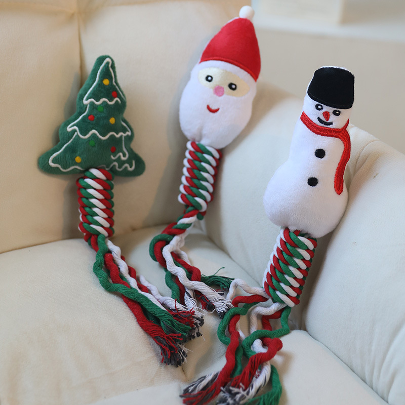 Wholesale of pet Christmas supplies, chewing toys, teething and cleaning ropes, cotton rope toys, and interactive toys for dogs to relieve boredom details Picture