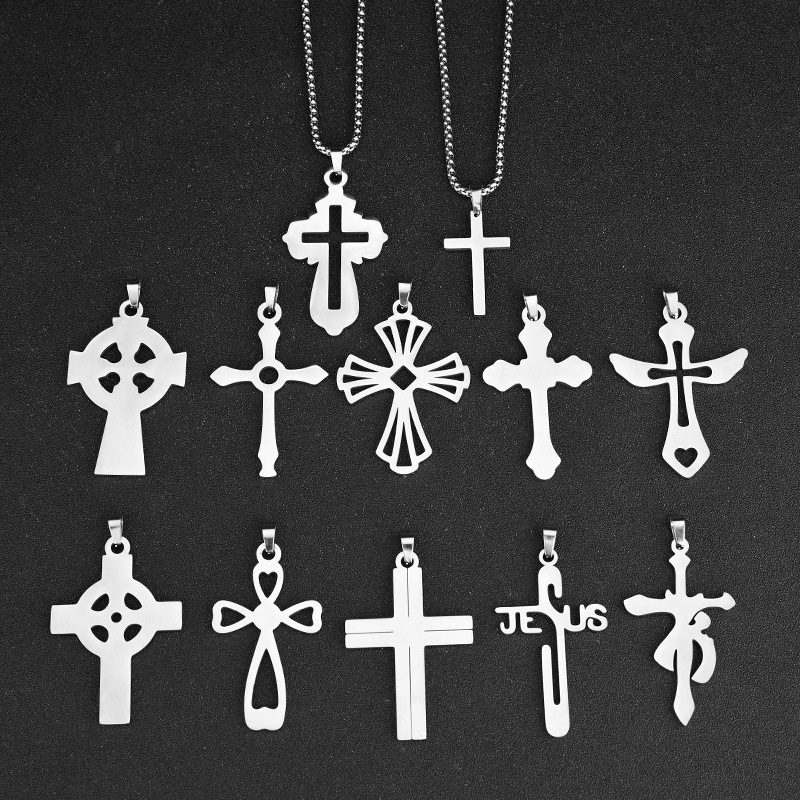 Half-price clearance sale of 36-style cross pendant and stainless steel cross necklace from the source factory for wholesale in stock details Picture