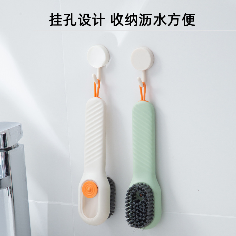 Multi-functional liquid filling shoe brush, household press-out liquid shoe cleaning tool, press-type soft fabric cleaning brush Specification image