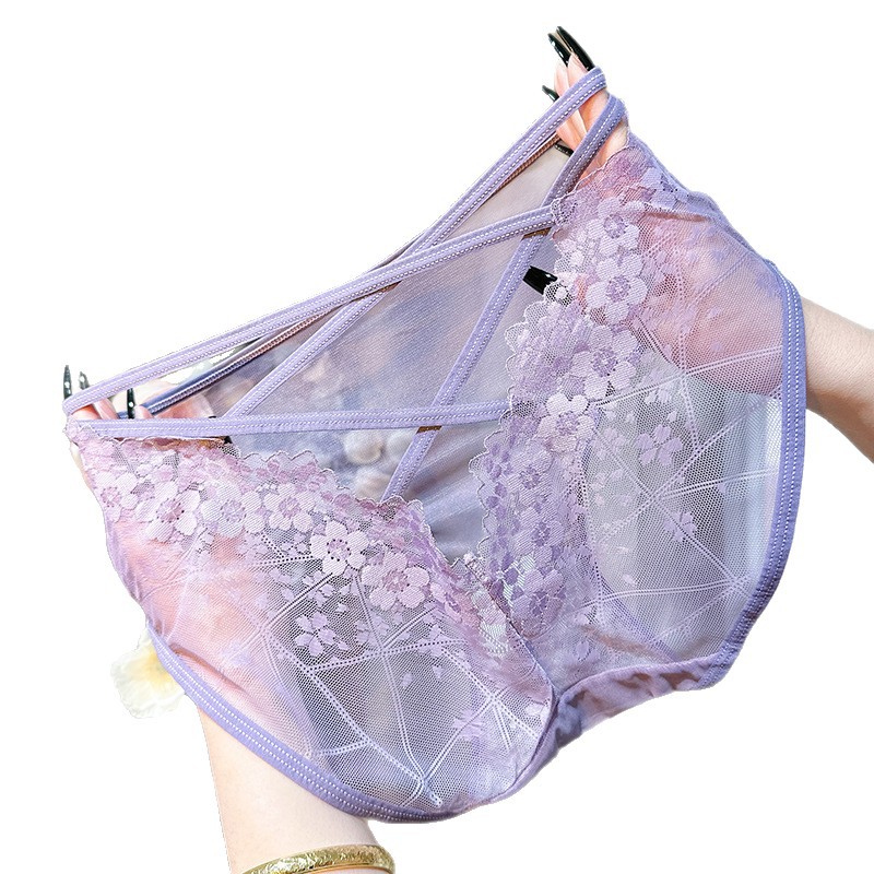 2026 New style comfortable lace high-end sexy high-waisted seamless pure cotton underpants, women's lace triangle pants Item Picture